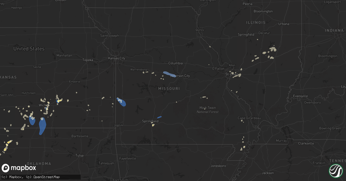 Hail map in Missouri on July 6, 2025