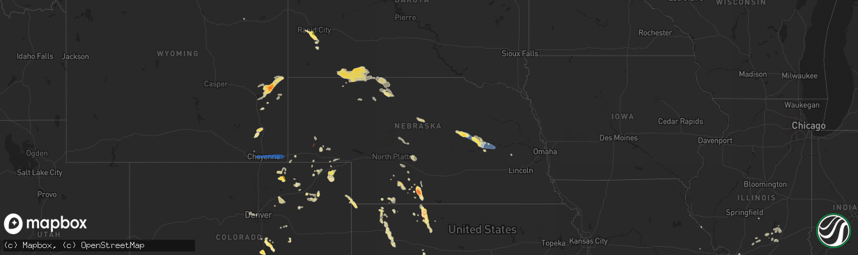 Hail map in Nebraska on July 6, 2025
