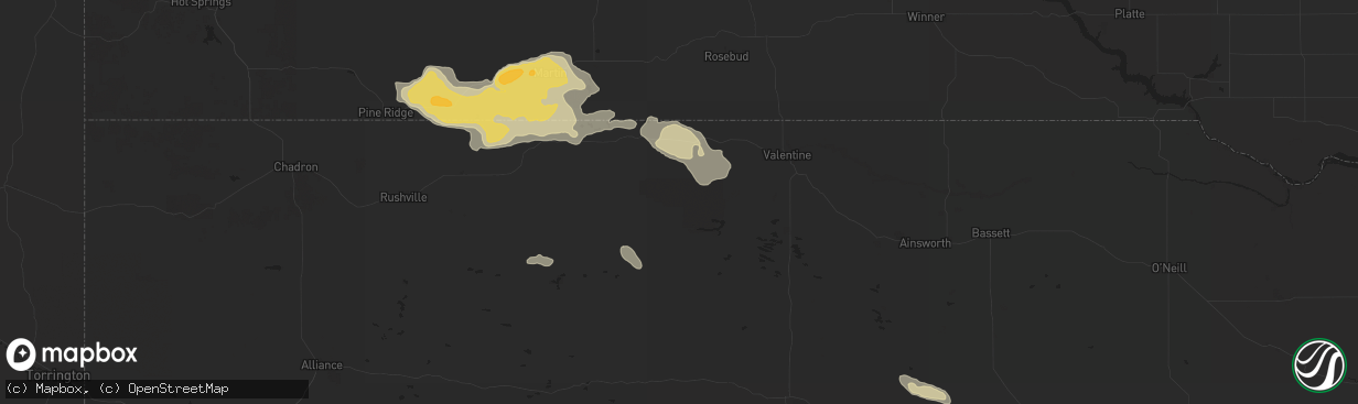 Hail map in Nenzel, NE on July 6, 2025