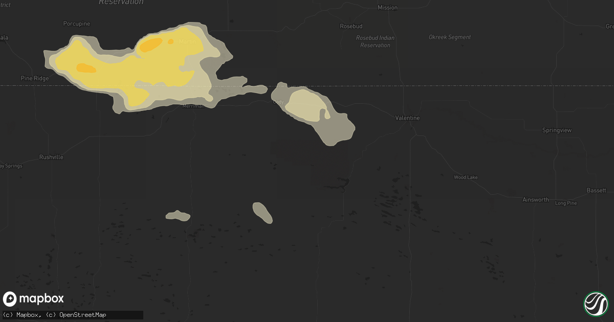 Hail map in Nenzel, NE on July 6, 2025