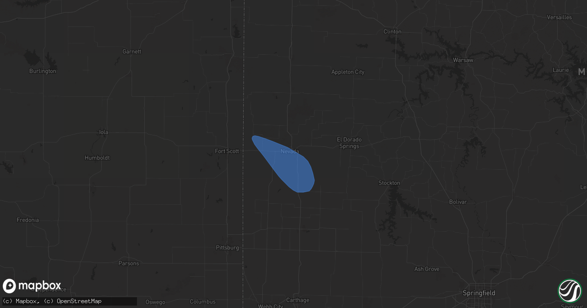 Hail map in Nevada, MO on July 6, 2025