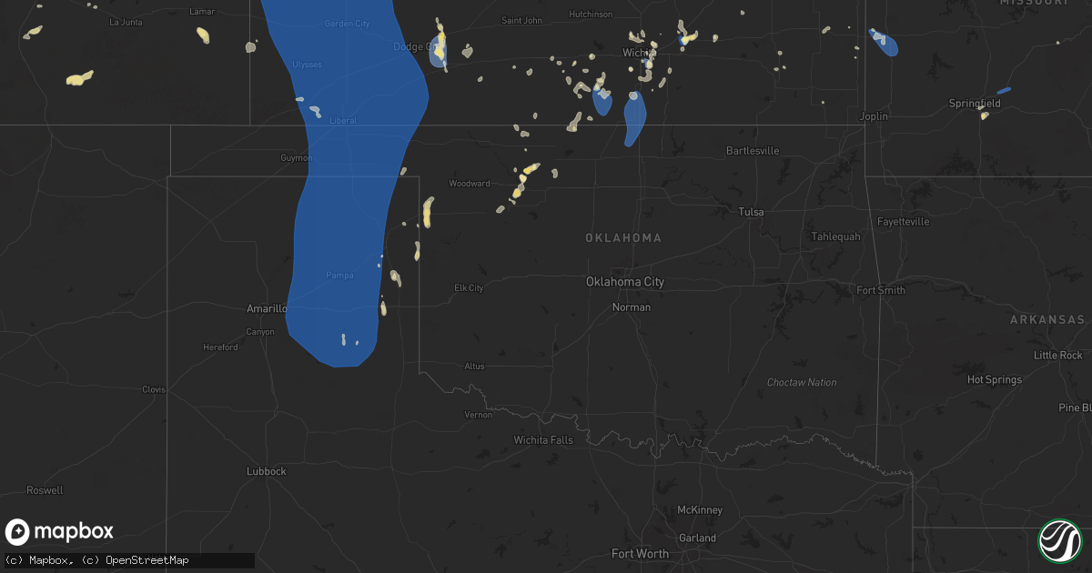 Hail map in Oklahoma on July 6, 2025