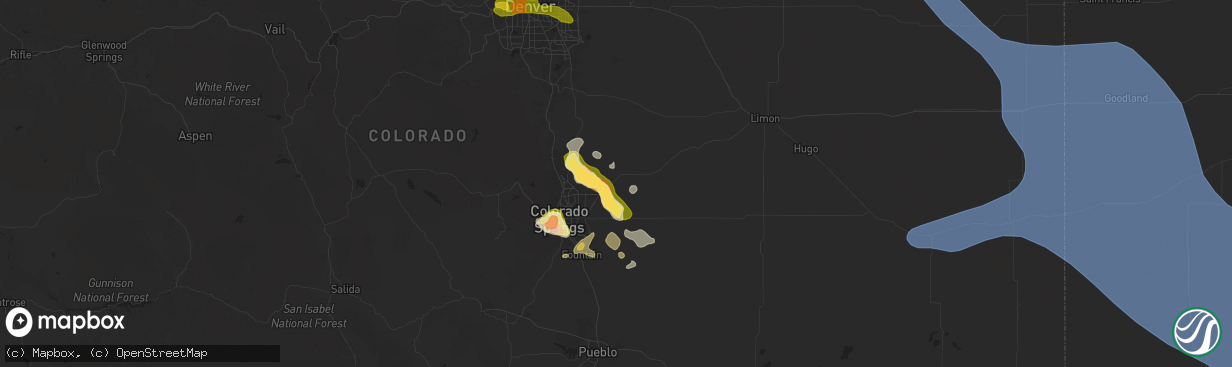 Hail map in Peyton, CO on July 6, 2025