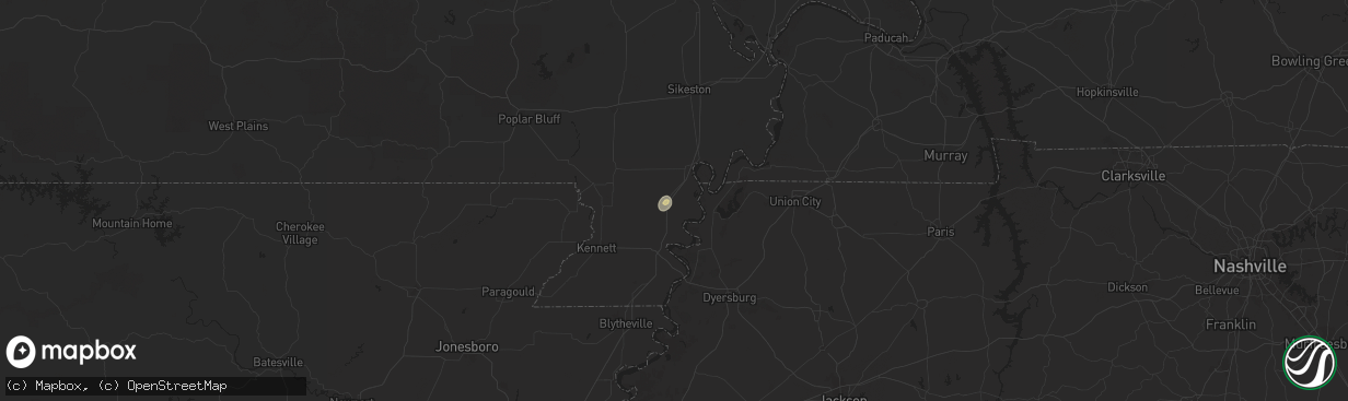 Hail map in Portageville, MO on July 6, 2025