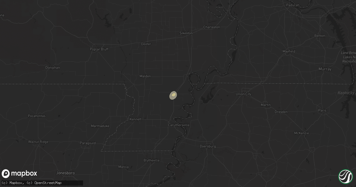 Hail map in Portageville, MO on July 6, 2025