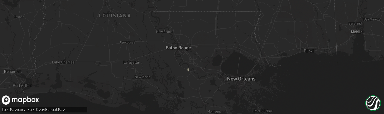 Hail map in Prairieville, LA on July 6, 2025