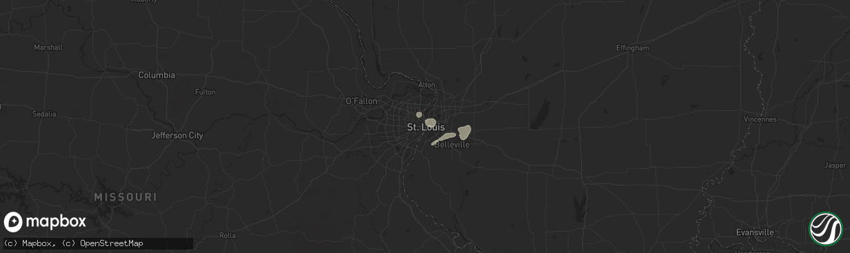Hail map in Saint Louis, MO on July 6, 2025