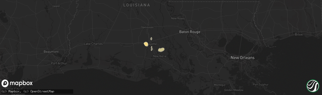 Hail map in Saint Martinville, LA on July 6, 2025