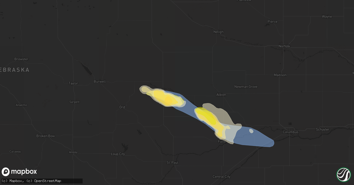 Hail map in Spalding, NE on July 6, 2025