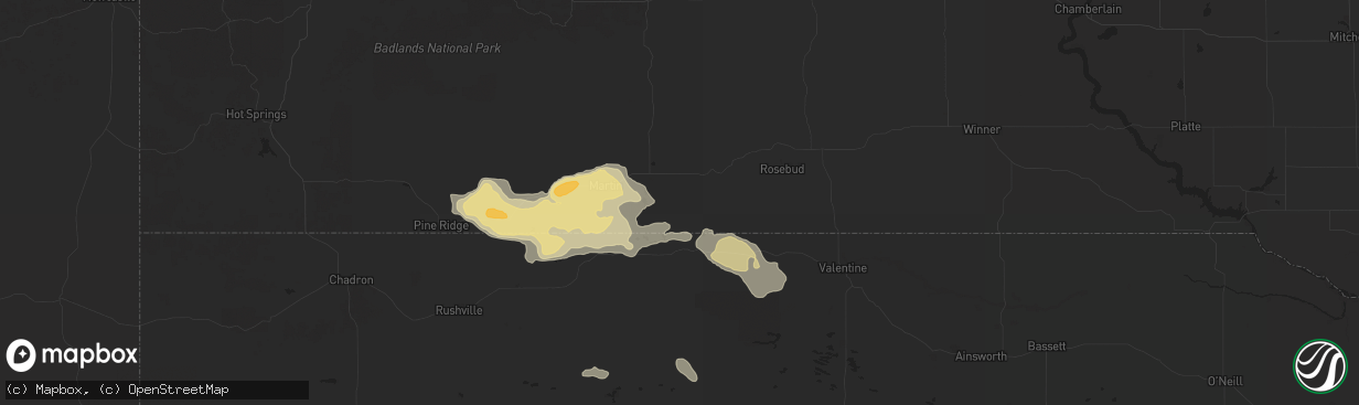 Hail map in Tuthill, SD on July 6, 2025
