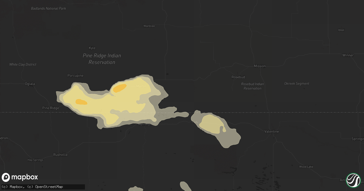 Hail map in Tuthill, SD on July 6, 2025