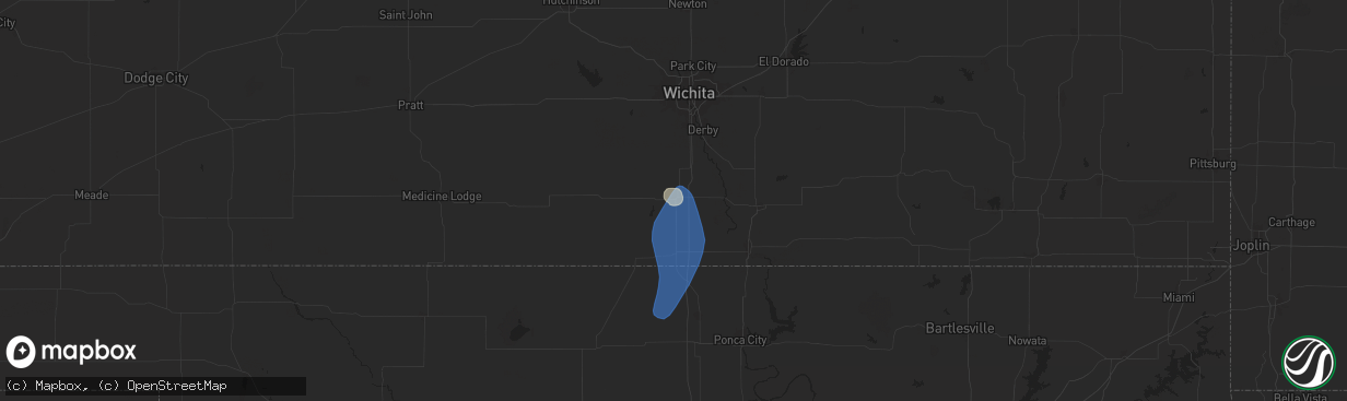 Hail map in Wellington, KS on July 6, 2025