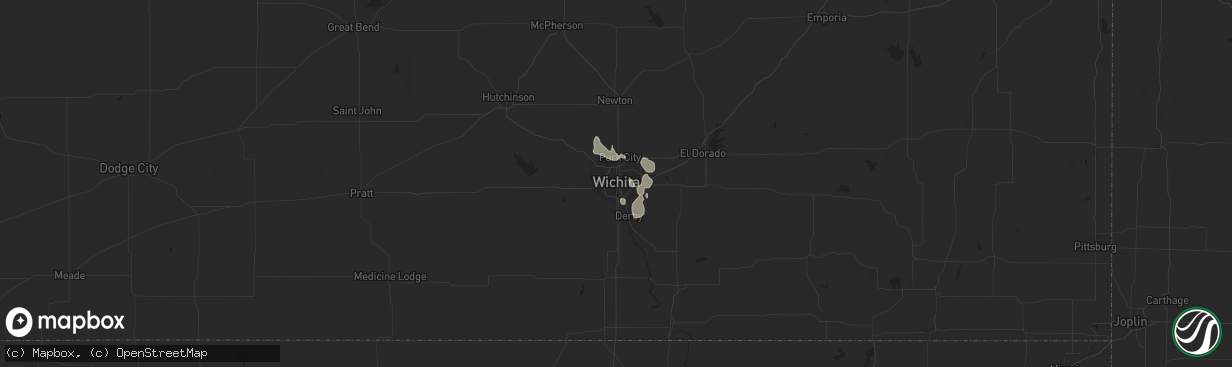 Hail map in Wichita, KS on July 6, 2025