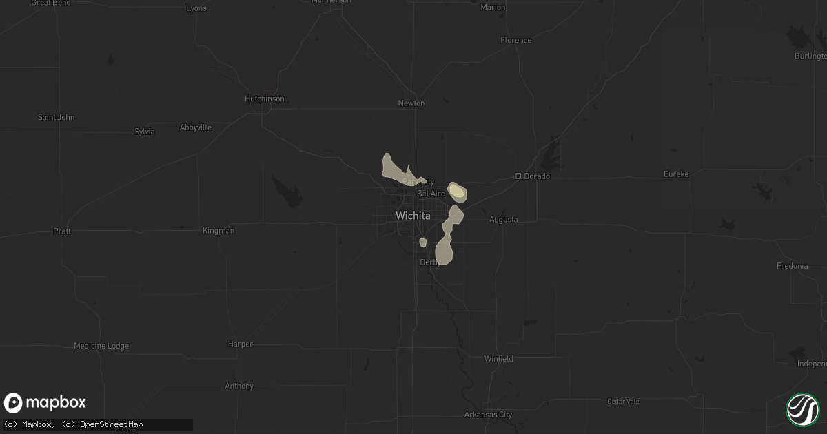 Hail map in Wichita, KS on July 6, 2025