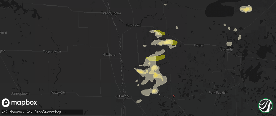 Hail map in Ada, MN on July 6, 2026