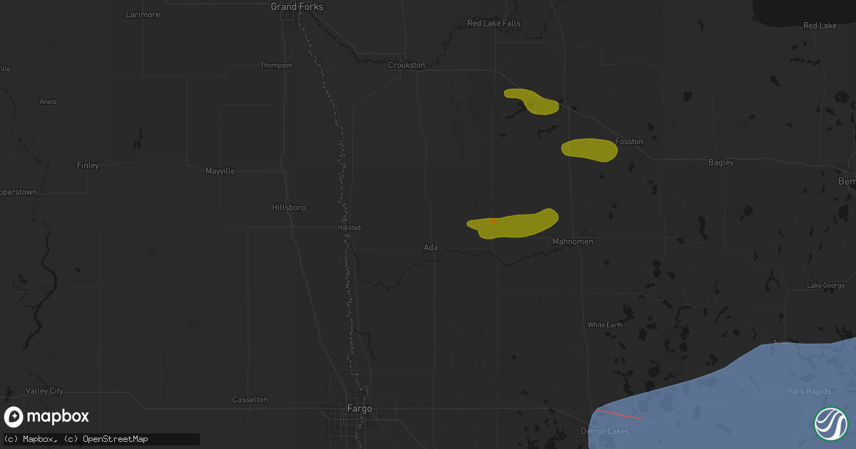 Hail map in Ada, MN on July 6, 2026