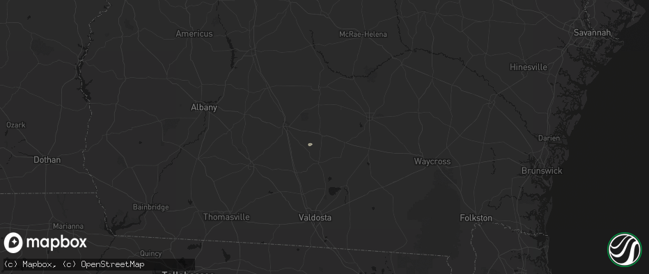 Hail map in Alapaha, GA on July 6, 2026