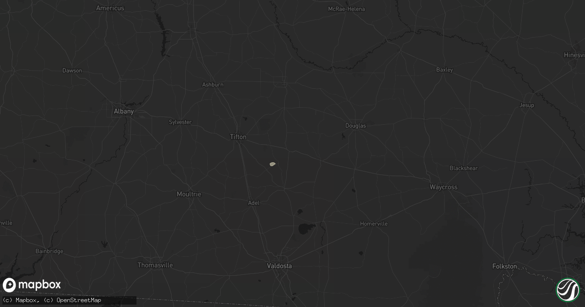 Hail map in Alapaha, GA on July 6, 2026