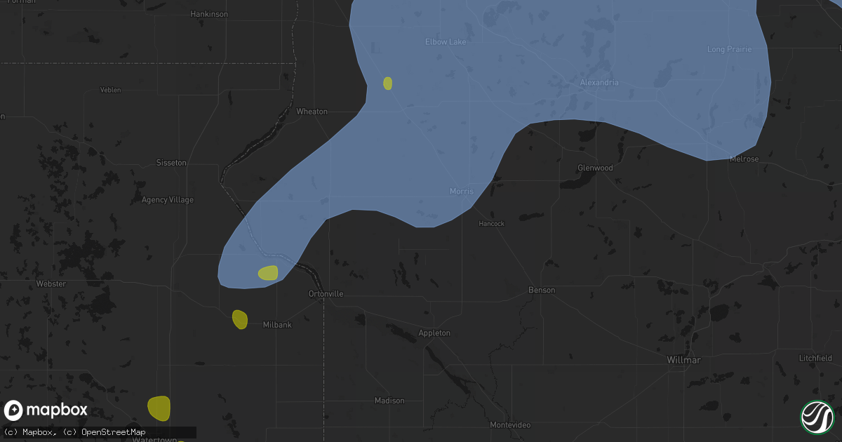 Hail map in Alberta, MN on July 6, 2026