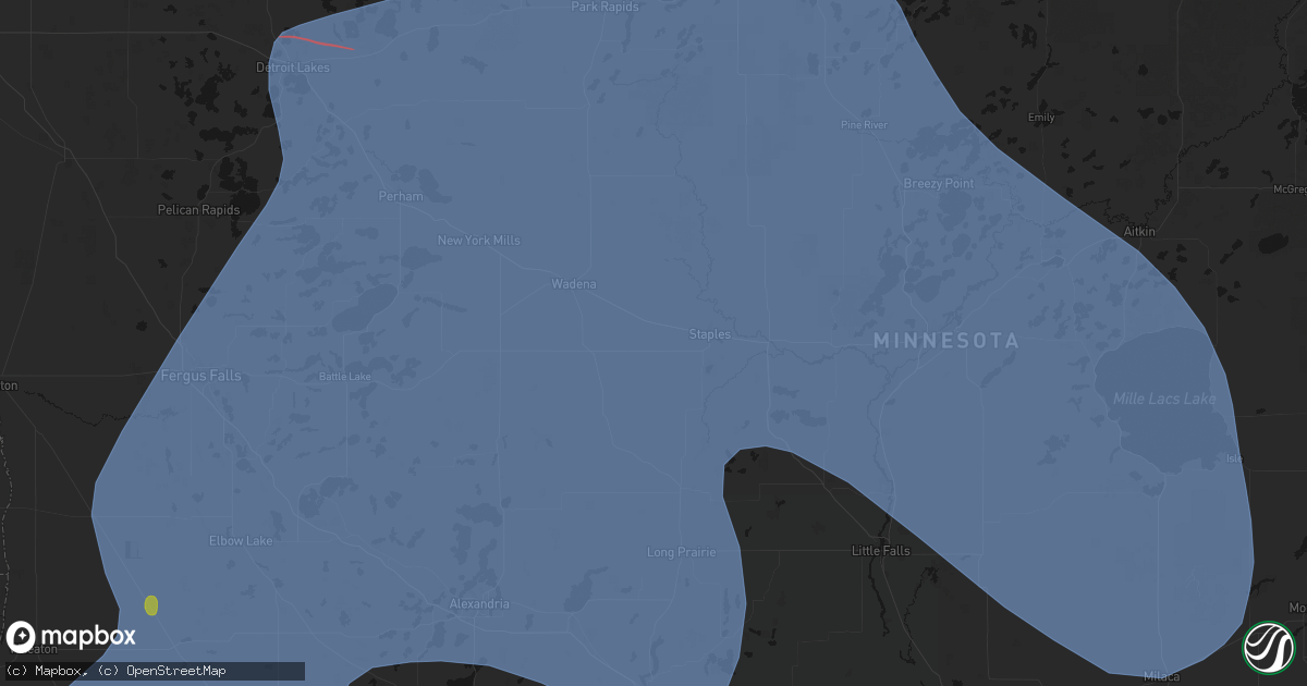 Hail map in Aldrich, MN on July 6, 2026