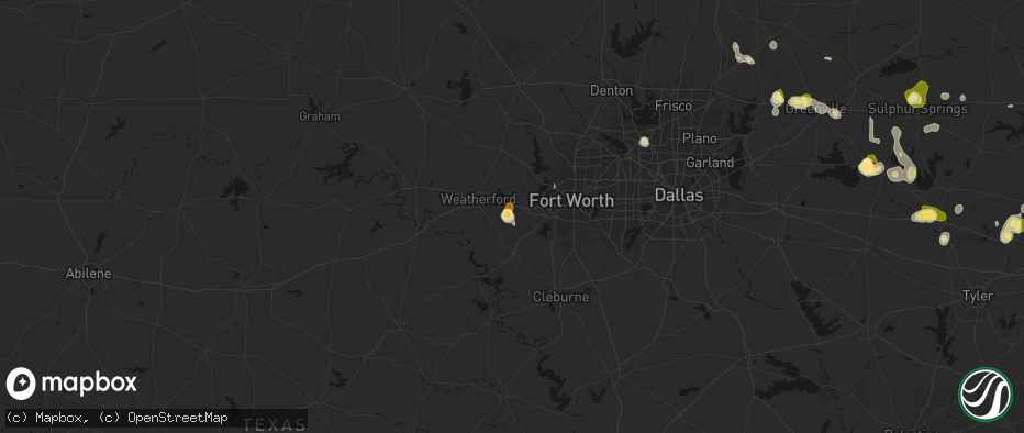 Hail map in Aledo, TX on July 6, 2026