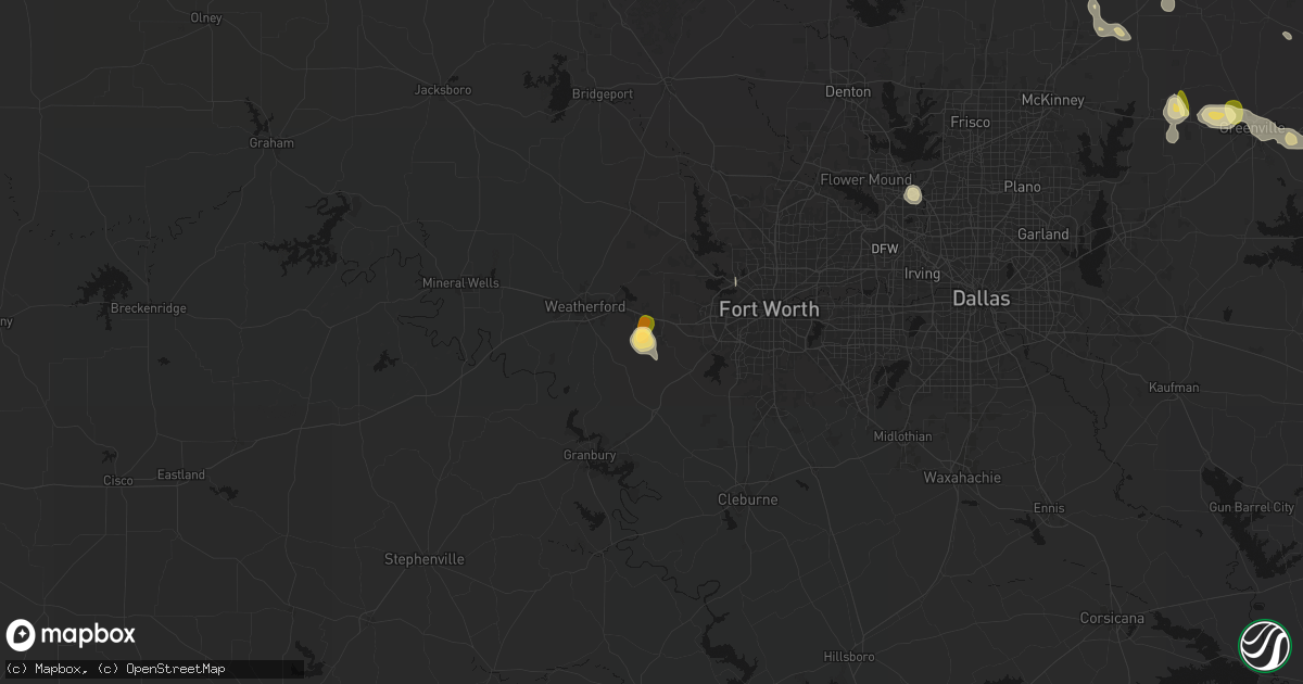 Hail map in Aledo, TX on July 6, 2026
