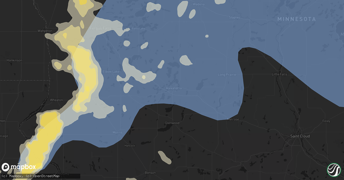Hail map in Alexandria, MN on July 6, 2026