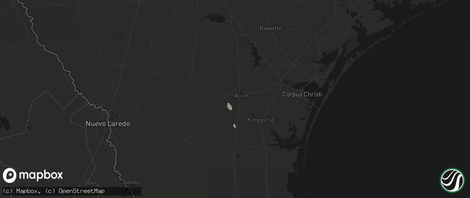 Hail map in Alice, TX on July 6, 2026