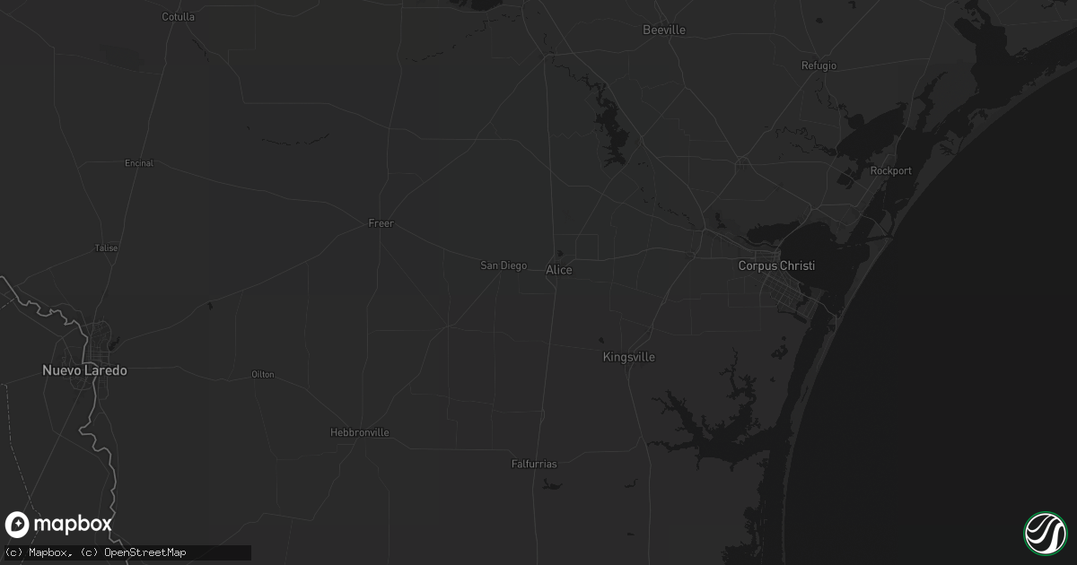 Hail map in Alice, TX on July 6, 2026