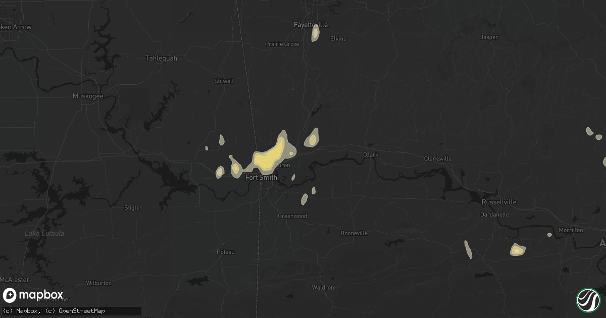 Hail map in Alma, AR on July 6, 2026