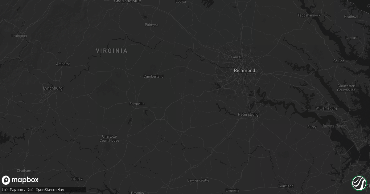 Hail map in Amelia Court House, VA on July 6, 2026