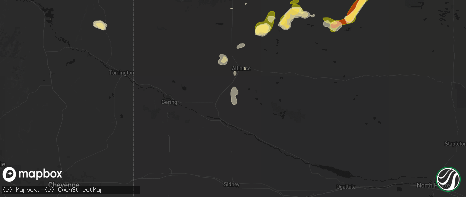 Hail map in Angora, NE on July 6, 2026