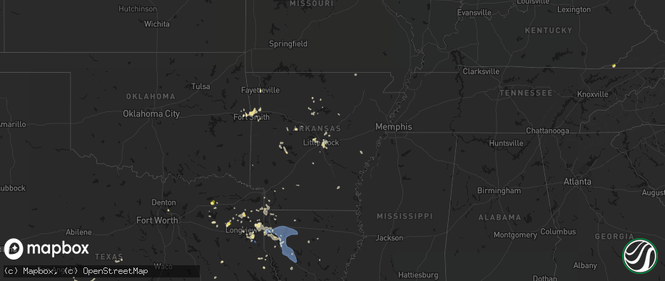 Hail map in Arkansas on July 6, 2026