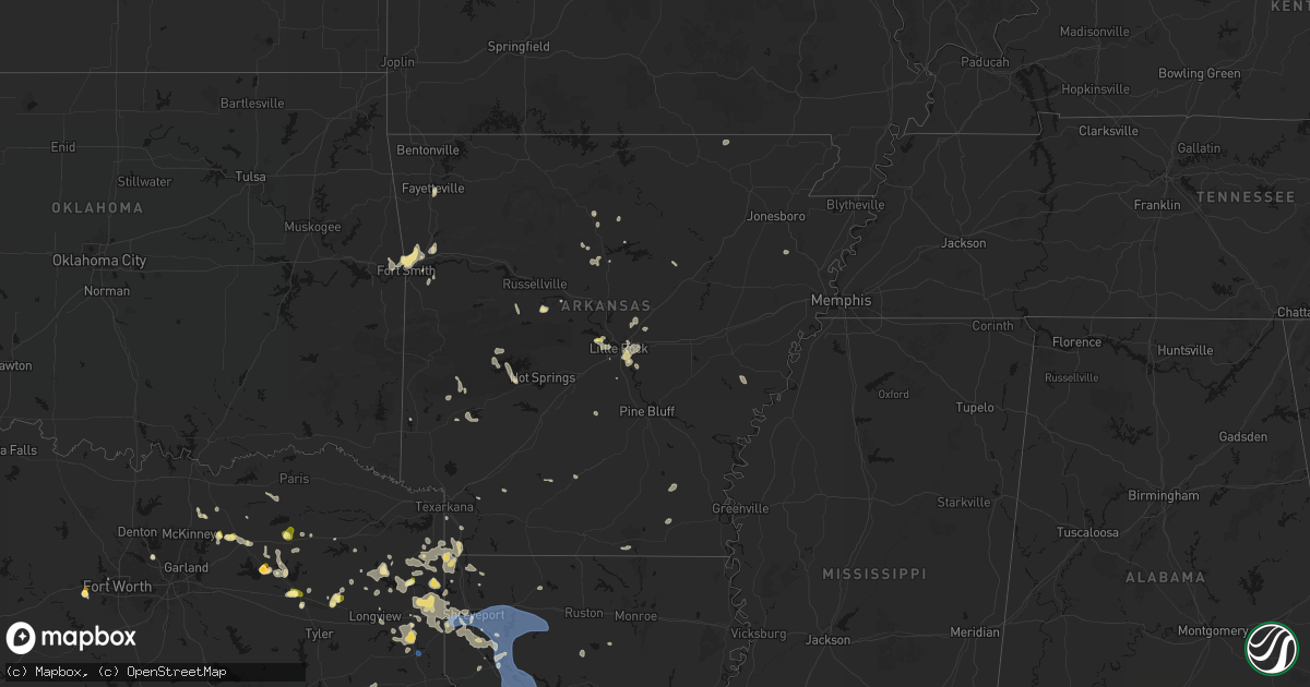 Hail map in Arkansas on July 6, 2026