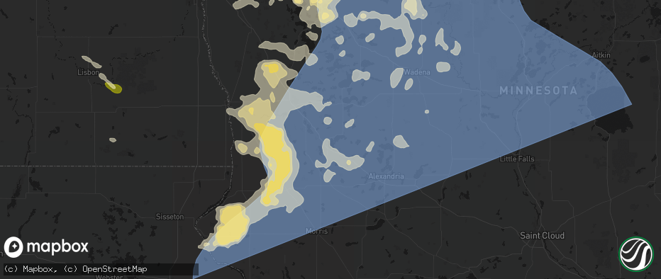 Hail map in Ashby, MN on July 6, 2026