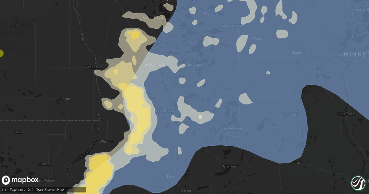 Hail map in Ashby, MN on July 6, 2026