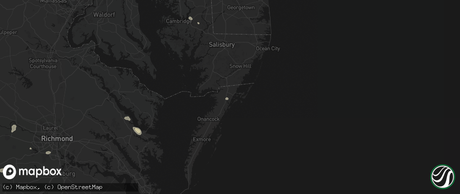 Hail map in Atlantic, VA on July 6, 2026