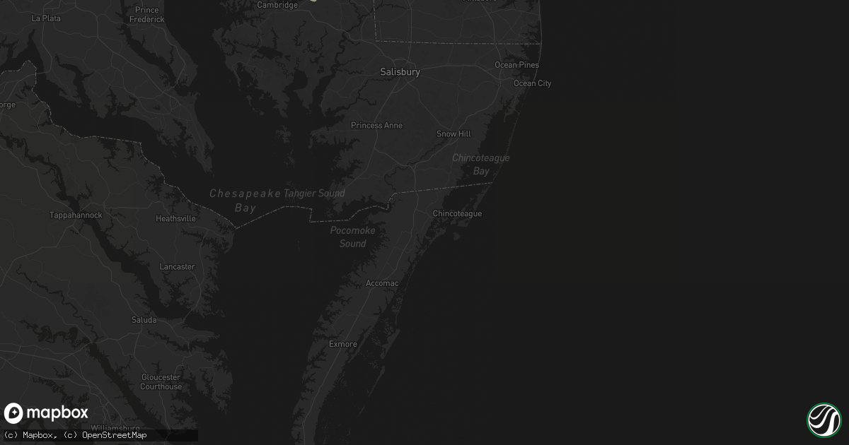 Hail map in Atlantic, VA on July 6, 2026