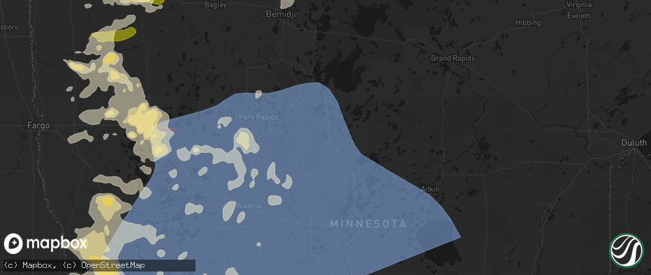 Hail map in Backus, MN on July 6, 2026