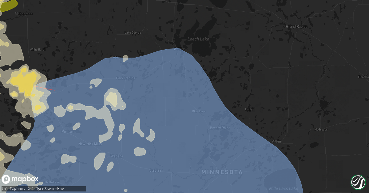 Hail map in Backus, MN on July 6, 2026