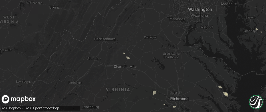 Hail map in Barboursville, VA on July 6, 2026