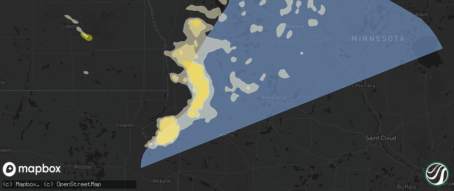 Hail map in Barrett, MN on July 6, 2026