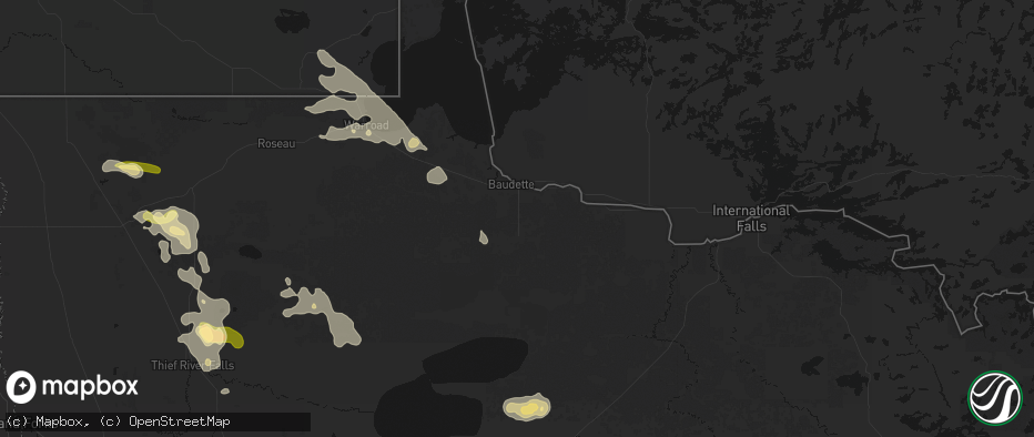 Hail map in Baudette, MN on July 6, 2026