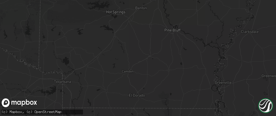 Hail map in Bearden, AR on July 6, 2026