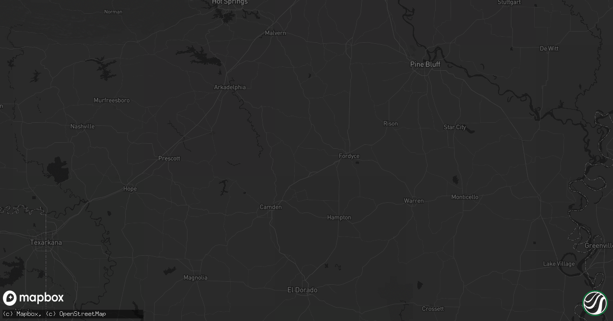 Hail map in Bearden, AR on July 6, 2026