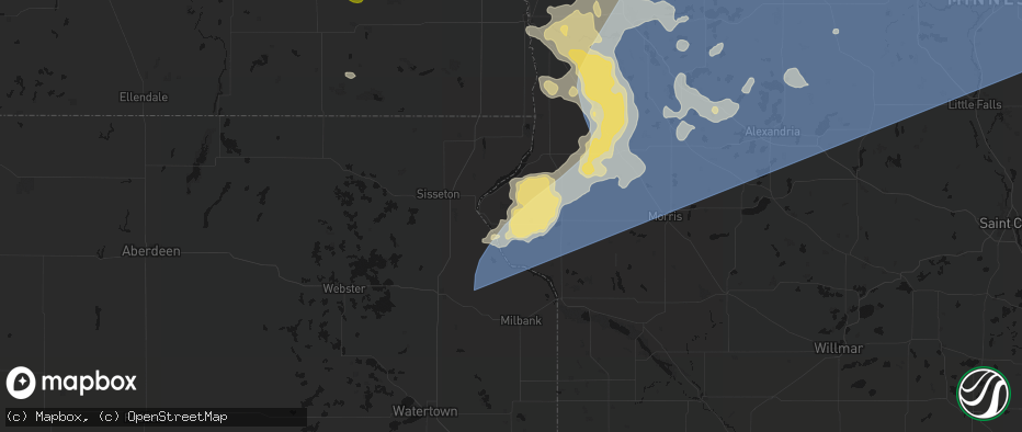 Hail map in Beardsley, MN on July 6, 2026