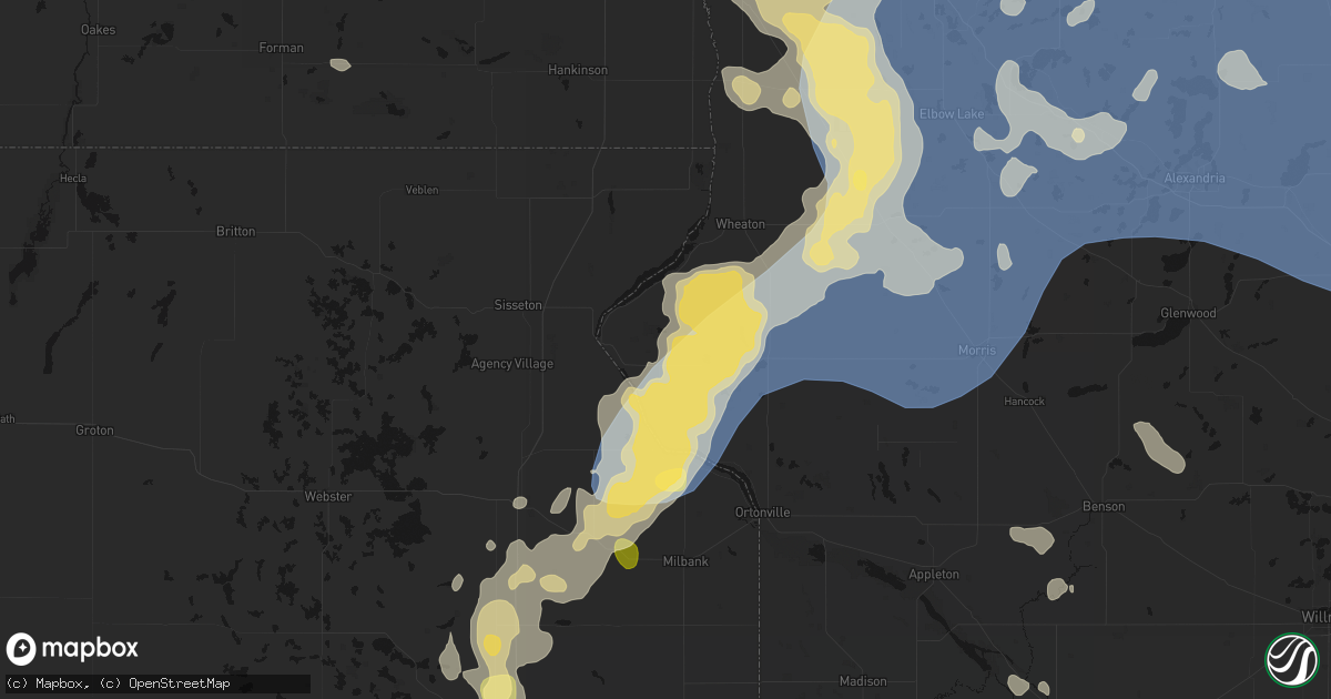 Hail map in Beardsley, MN on July 6, 2026