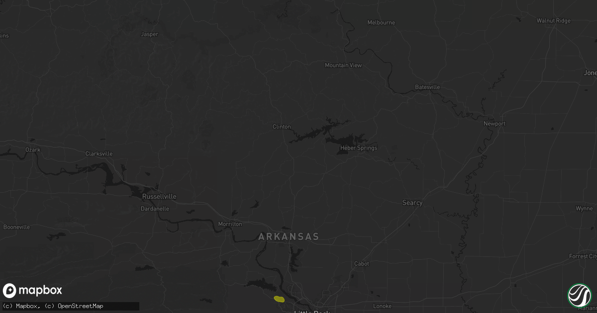 Hail map in Bee Branch, AR on July 6, 2026