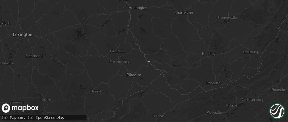 Hail map in Belfry, KY on July 6, 2026