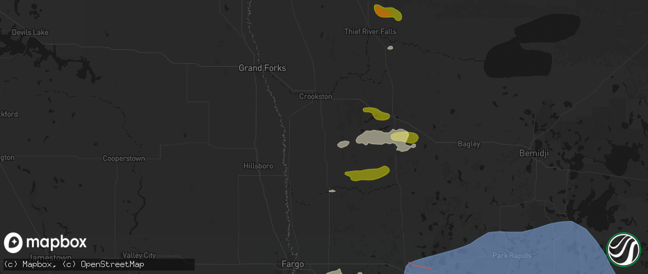 Hail map in Beltrami, MN on July 6, 2026